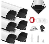 HOMMAND Perfil Aluminio Tira LED, 6 Pack 1m Perfil de Aluminio para LED Forma de V, Canal de aluminio LED y Difusor LED, con Conector de Esquina, Adhesivo, Tapas finales, Clips de Montaje