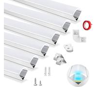 HOMMAND Tira LED, 6 Pack 1m Perfil de Aluminio Forma de V, Canal y Difusor, con Conector de Esquina, Adhesivo, Tapas finales, Clips de Montaje