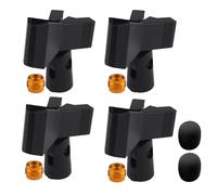 HOMMDECO Clip de retención de micrófono negro, 4 unidades, adaptador de cuatro tornillos de 5/8, abrazadera de micrófono universal, duradero, ajustable, diferentes estilos de micrófono (2 fundas de