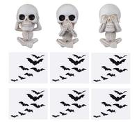 HOMMDECO Clip de ventilación de coche con temática de Halloween y espejo retrovisor de murciélago negro, calcomanías decorativas, 9 unidades, caja de aromaterapia, ambientador, accesorios para el