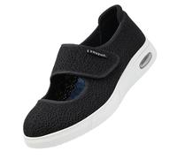 Homme Chaussures diabétiques pour Hommes,Larghe per Piedi Gonfi Scarpe da Passeggio Regolabili La Neuropatia Dolorosa dei Degli Anziani.Black,48