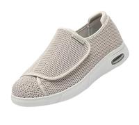 Homme Chaussures diabétiques pour Hommes,Scarpe da uomo adattive antiscivolo larghezza Comfort dei diabetici con Pantofole Extra Larga Uomo Memory Foam.Beige,48