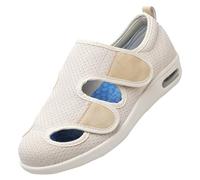 Homme Chaussures diabétiques pour Hommes,Scarpe Uomo Extra Larghe Casual Sneaker per Piedi Sensibili Regolabili con Chiusura a Strappo,Beige,50