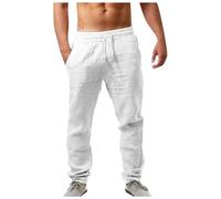 Homme Pantalon Lino Hombre Été Léger Antalones Élastique Taille Droite Décontractée Respirante Coton Naturel Tailles Avec Poches Confortable Quotidien Plage Vacances Largo Grandes Verano para Playa