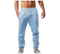 Homme Pantalon Lino Hombre Été Léger Antalones Élastique Taille Droite Décontractée Respirante Coton Naturel Tailles Avec Poches Confortable Quotidien Plage Vacances Largo Grandes Verano para Playa