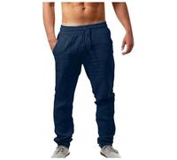 Homme Pantalon Lino Hombre Été Léger Antalones Élastique Taille Droite Décontractée Respirante Coton Naturel Tailles Avec Poches Confortable Quotidien Plage Vacances Largo Grandes Verano para Playa