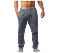 Homme Pantalon Lino Hombre Été Léger Antalones Élastique Taille Droite Décontractée Respirante Coton Naturel Tailles Avec Poches Confortable Quotidien Plage Vacances Largo Grandes Verano para Playa