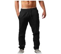 Homme Pantalon Lino Hombre Été Léger Antalones Élastique Taille Droite Décontractée Respirante Coton Naturel Tailles Avec Poches Confortable Quotidien Plage Vacances Largo Grandes Verano para Playa