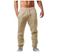 Homme Pantalon Lino Hombre Été Léger Antalones Élastique Taille Droite Décontractée Respirante Coton Naturel Tailles Avec Poches Confortable Quotidien Plage Vacances Largo Grandes Verano para Playa