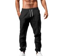 Homme Pantalon Lino Hombre Été Léger Antalones Élastique Taille Droite Décontractée Respirante Coton Naturel Tailles Avec Poches Confortable Quotidien Plage Vacances Largo Grandes Verano para Playa