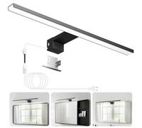 Hommie Aplique Espejo Baño Negro 50CM 12W 1549LM con Enchufe, Luz Espejo Baño Natural 4000K, Cable de 1,5 m, Aleación de Aluminio 230V, Lampara Baño, IP44 Resistente al Agua