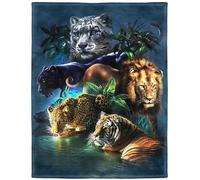 HommomH Manta de Forro Polar Suave y esponjosa de 60 x 80 Pulgadas para sofá Cama, Tigre, Leopardo, león
