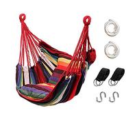 Hommtina Silla hamaca colgante de cuerda, silla colgante de máximo 300 libras con bolsillo, tejido de algodón de calidad para una comodidad y durabilidad superiores, perfecta para exteriores, hogar,