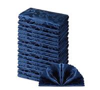 HommxJF 16 servilletas de satén jacquard de damasco ondulado, servilletas de tela azul marino profundo de 17 x 17 pulgadas, servilletas de cena resistentes al agua a prueba de derrames para