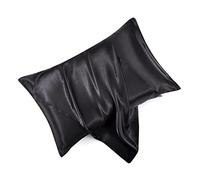 HommxJF Juego de 2 fundas de almohada de satén negro estándar con cierre de sobre, funda de almohada de seda negra para cabello y piel (20 x 26 pulgadas)