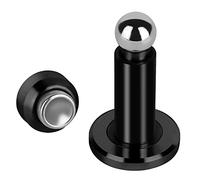 Hommyzone Tope magnético de altura ajustable, tope magnético para puerta, soporte de puerta de acero inoxidable con montaje en pared y piso... (negro)