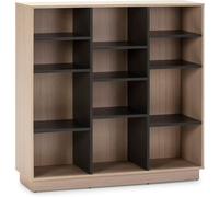 HOMN Estantería librería 110x110 cm, color roble/gris, 110 x 33 x 110cm