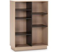 HOMN Estantería librería 110x80 cm, color roble y gris, 80 x 33 x 110 cm