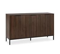HOMN LIVING Aparador Auri 3 Puertas Color Nogal, 140 cm (Ancho) 40 cm (Profundo) 80 cm (Altura)