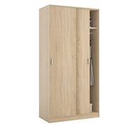 HOMN LIVING Armario ropero Madrid 2 Puertas correderas Color Roble, 100 cm (Ancho) 50 cm (Profundo) 200 cm (Altura)