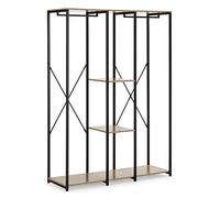 HOMN LIVING Armario vestidor Jana 3 estantes 2 Barras, Color Roble/Negro, 120 cm (Ancho) 40,4 cm (Profundo) 167 cm (Altura)