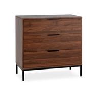 HOMN LIVING Cómoda de Noche Auri 3 cajones Color Nogal, 80 cm (Ancho) 40 cm (Profundo) 80 cm (Altura)