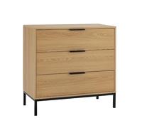 HOMN LIVING Cómoda de Noche Auri 3 cajones Color Roble, 80 cm (Ancho) 40 cm (Profundo) 80 cm (Altura)