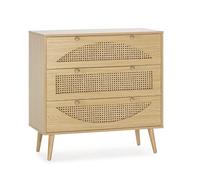 HOMN LIVING Cómoda de Noche Luna 3 cajones Color Roble, 80 cm (Ancho) 40 cm (Profundo) 80 cm (Altura)