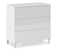 HOMN LIVING Cómoda de Noche Vera de 3 cajones Color Blanco Brillo, 80 cm (Ancho) 40 cm (Profundo) 80 cm (Altura)