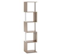 HOMN LIVING Estantería Maldivas 5 Huecos Color Roble/Blanco, para Salón, Comedor o Despacho, 35 cm (Ancho) 30 cm (Profundo) 162 cm (Altura)