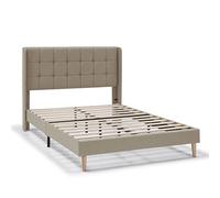 HOMN LIVING Estructura de Cama tapizada Esther de 30 cm, Base para colchón, Somier de láminas de Madera, Montaje Sencillo, 150x190 cm, Beige