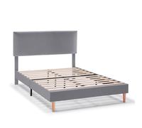 HOMN LIVING Estructura de Cama tapizada Lauren de 30 cm, Base para colchón 135/140x190 cm, Somier de láminas de Madera, Montaje Sencillo, Gris Oscuro