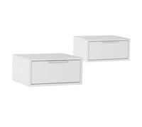 HOMN LIVING Juego 2 mesitas de Noche flotantes Auri 1 cajón Color Blanco, 40 cm (Ancho) 35 cm (Profundo) 19 cm (Altura)