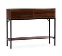 HOMN LIVING Mesa Consola recibidor Auri 2 cajones Color Nogal, 100 cm (Ancho) 30 cm (Profundo) 80 cm (Altura)