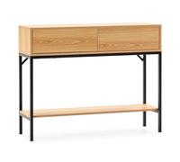 HOMN LIVING Mesa Consola recibidor Auri 2 cajones Color Roble, 100 cm (Ancho) 30 cm (Profundo) 80 cm (Altura)