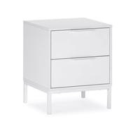 HOMN LIVING Mesita de Noche Auri 2 cajones Color Blanco, 50 cm (Ancho) 40 cm (Profundo) 55 cm (Altura)
