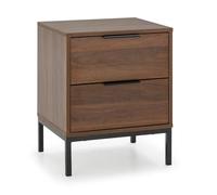 HOMN LIVING Mesita de Noche Auri 2 cajones Color Nogal, 50 cm (Ancho) 40 cm (Profundo) 55 cm (Altura)