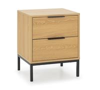 HOMN LIVING Mesita de Noche Auri 2 cajones Color Roble, 50 cm (Ancho) 40 cm (Profundo) 55 cm (Altura)