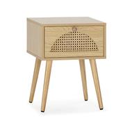 HOMN LIVING Mesita de Noche Luna 1 cajón Color Roble, 40 cm (Ancho) 35 cm (Profundo) 52,5 cm (Altura)