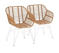 HOMN LIVING Pack 2 sillas de Comedor o Exterior Elda Blanco, ratán sintético, 56 cm (Ancho) 59 cm (Profundo) 79 cm (Alto)