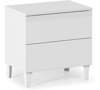 HOMN Mesita de noche 2 cajones color blanco brillo, 50 x 34 x 49 cm
