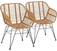 HOMN Pack 2 sillas de comedor o jardín ratan/negro