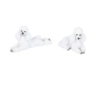 HOMNECESS Decoración de jardín Adorno de jardín for Perro caniche en Miniatura, Estatua Cachorro Resina, Escultura, Animal del Bosque de Exteriores(White)