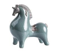 HOMNECESS Estatua Decorativa Figura de Caballo Gordo cerámica Coleccionable, Escultura jardín Animales Tang, Arte Hecho a Mano Decoración de la habitación(Green a)