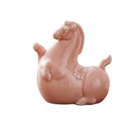 HOMNECESS Estatua Decorativa Figura de Caballo Gordo cerámica Coleccionable, Escultura jardín Animales Feliz, Arte Hecho a Mano Pintado Decoración de la habitación(Pink B)