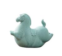 HOMNECESS Estatua Decorativa Figura de Caballo Gordo cerámica Coleccionable, Escultura jardín Animales Feliz, Arte Hecho a Mano Pintado Decoración de la habitación(Blue)