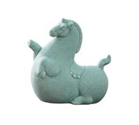 HOMNECESS Estatua Decorativa Figura de Caballo Gordo cerámica Coleccionable, Escultura jardín Animales Feliz, Arte Hecho a Mano Pintado Decoración de la habitación(Blue B)