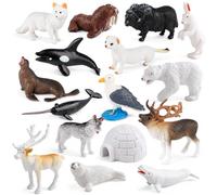 HOMNIVE 16 figuras realistas de animales polares para niños, figuras de animales árticos de plástico para educación, decoración para tartas, proyecto de ciencia, exhibición de aulas y decoración