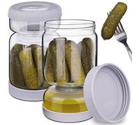 Homnoble 2PCS Bote para Aceitunas con Escurridor, Tarro Aceitunas Separador Liquido, Tarro para Encurtidos para Separar el Zumo de Húmedos y Secos Tapa ABS de Grado Alimentario y Sin BPA