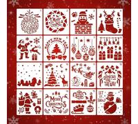 Homo Trends 16 Plantillas navideñas para Ventanas, Plantillas de plástico, Plantillas navideñas para Manualidades, álbumes de Recortes, Manualidades para Pintar Tarjetas, decoración de Ventanas